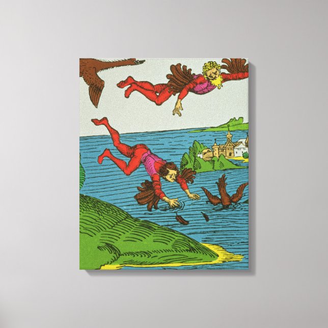 Daedalus und Icarus, 15. Jahrhundert Leinwanddruck (Vorderseite)