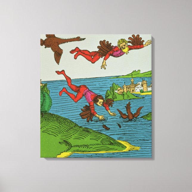 Daedalus und Icarus, 15. Jahrhundert Leinwanddruck (Vorderseite)