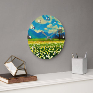 Daffelfeld - Malerei Große Wanduhr