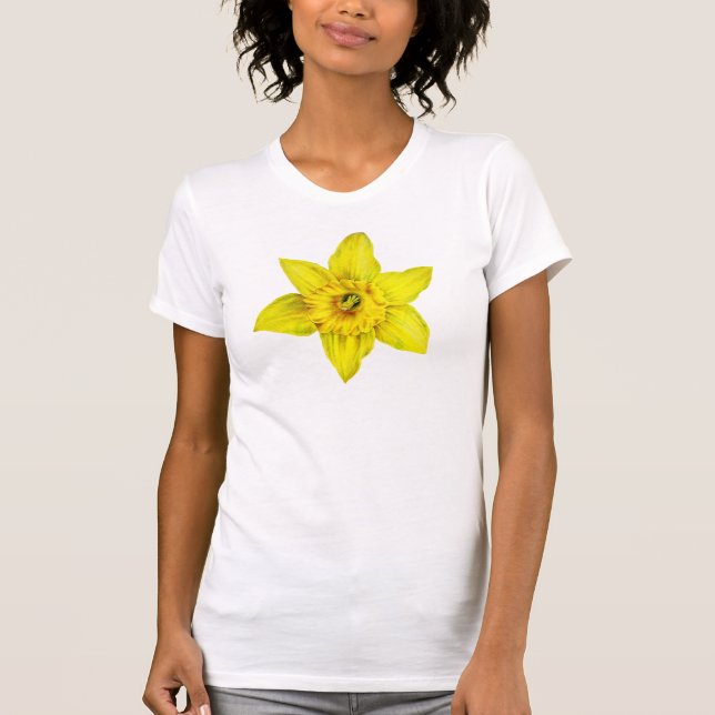 Daffelgelbe Frühlingsfarbe Blume Aquarell T-Shirt (Vorderseite)