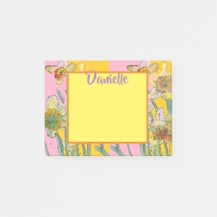 Daffodic Watercolor Art Womans Name Post It Notes Post-it Klebezettel