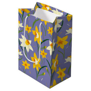 Daffodien auf Blue Lila Mittlere Geschenktüte