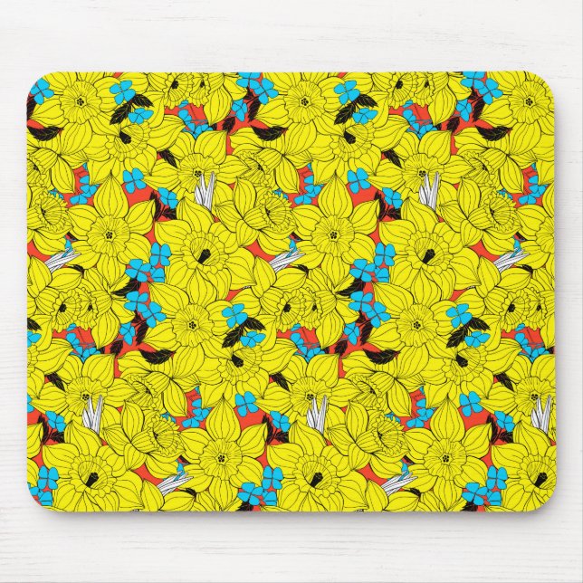 Daffodien Frühlingsblumenmuster Mousepad (Vorne)