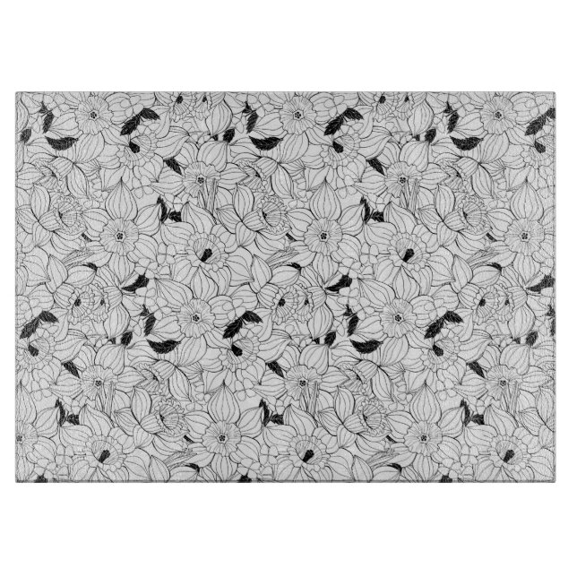 Daffodien Frühlingsblumenmuster Schneidebrett (Vorderseite)