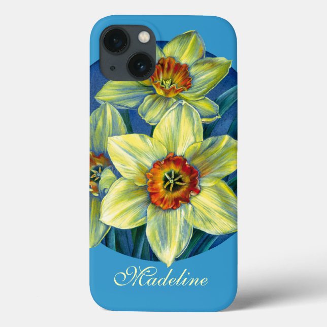Daffodien gelb blau mit dem Namen Case-Mate iPhone Hülle (Rückseite)