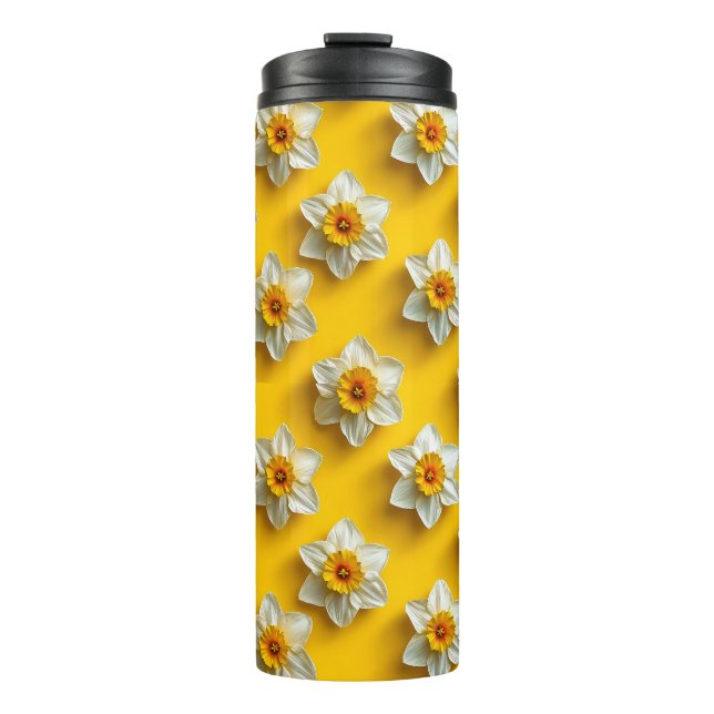 Daffodien-gelbes Muster Thermosbecher (Vorderseite)