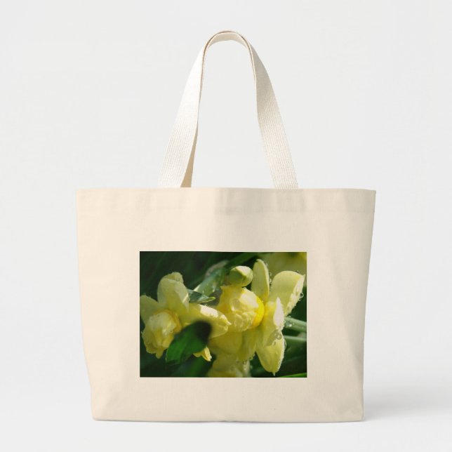 Daffodien mit Wassertropfen Jumbo Stoffbeutel (Vorne)