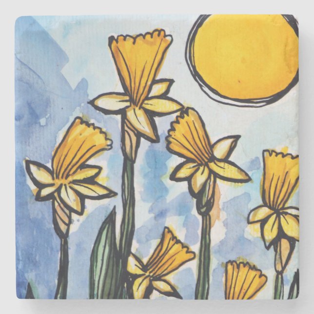 Daffodien Steinuntersetzer (Vorderseite)