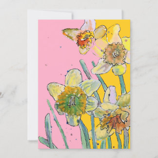 Daffodil Art Watercolor Geburtstagsfeier Einladung