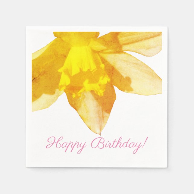 Daffodil Birthday Cocktail Papier Napkins Serviette (Vorderseite)