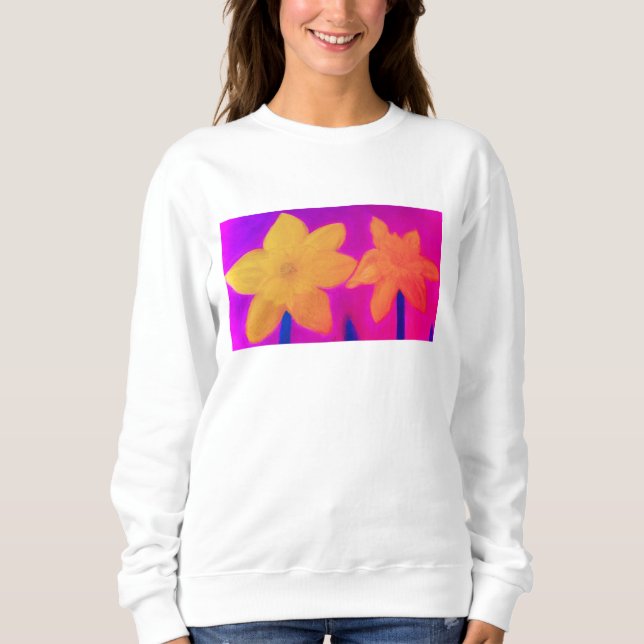 Daffodil Bloom Sweatshirt - Chalk Pastel Handmade (Vorderseite)