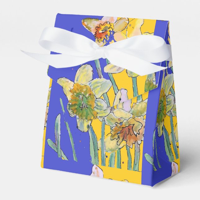 Daffodil Blume Malerei Blütenbraun Geburtstag Navy Geschenkschachtel (Vorderseite)