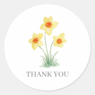 Daffodil-Blumenmalerei Danke Runder Aufkleber