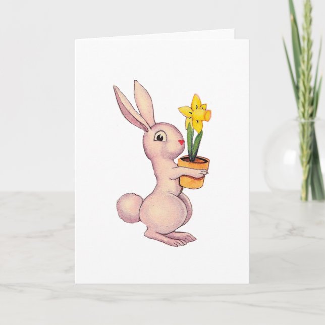 Daffodil-Bunny Feiertagskarte (Vorderseite)