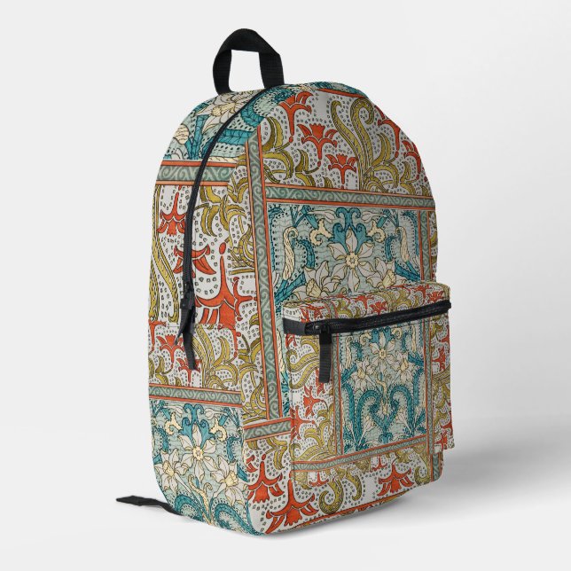 Daffodil chintz art nouveau Blume Wallpaper Bedruckter Rucksack (Rückseitige Ecke links)