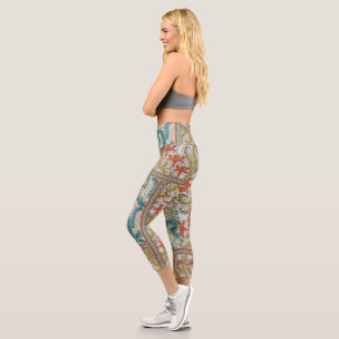 Daffodil chintz art nouveau Blume Wallpaper Capri Leggings