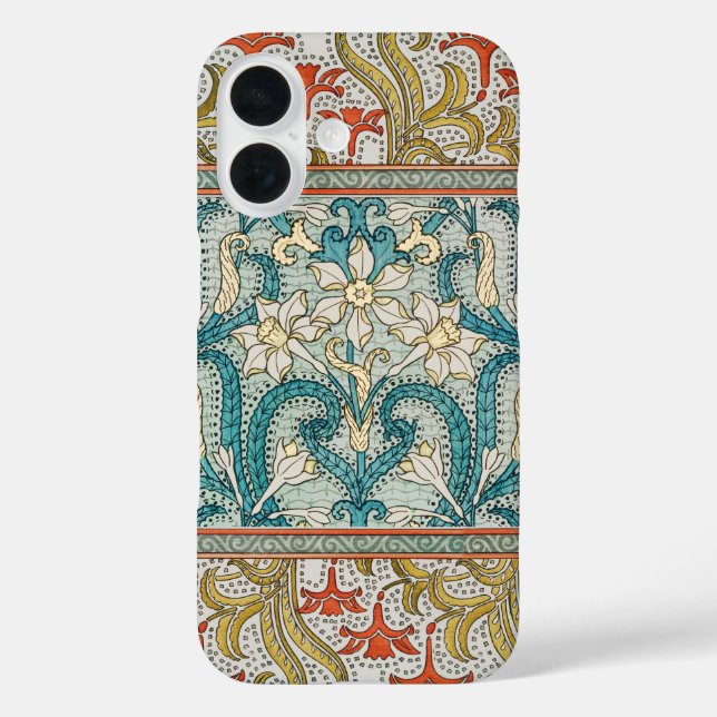 Daffodil chintz art nouveau Blume Wallpaper Case-Mate iPhone Hülle (Rückseite)
