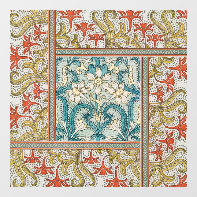 Daffodil chintz art nouveau Blume Wallpaper Fensteraufkleber (Blatt)