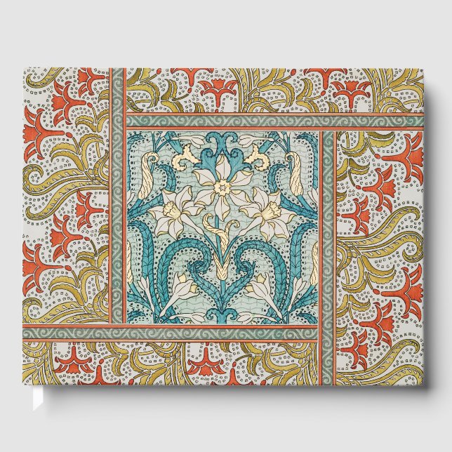 Daffodil chintz art nouveau Blume Wallpaper Gästebuch (Vorderseite)