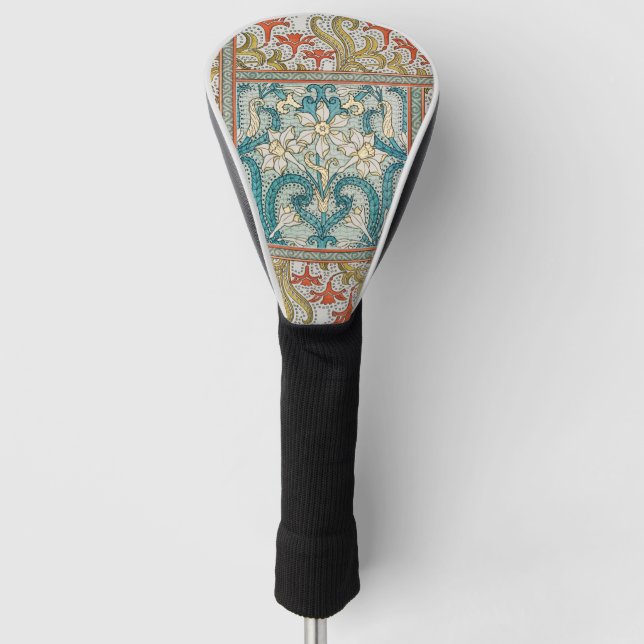 Daffodil chintz art nouveau Blume Wallpaper Golf Headcover (Vorderseite)