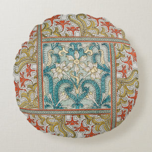 Daffodil chintz art nouveau Blume Wallpaper Rundes Kissen