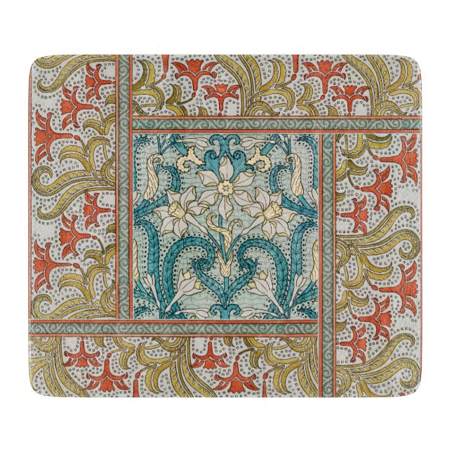 Daffodil chintz art nouveau Blume Wallpaper Schneidebrett (Vorderseite)