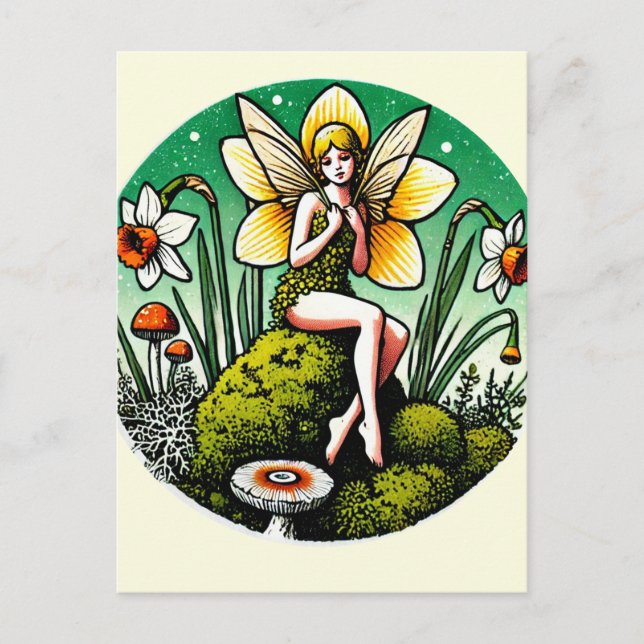 Daffodil Fairy Spring Fairies Blumengarten Postkarte (Vorderseite)