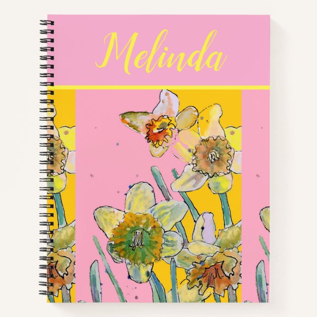 Daffodil Floral Watercolor Notebook Journal Notizbuch (Vorderseite)