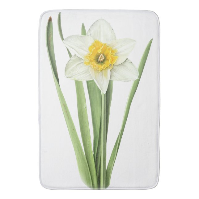 Daffodil Flower Botanical Art Badematte (Vorderseite Vertikal)