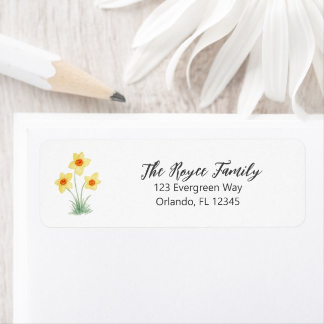 Daffodil Flower Painting Return Address Label (Insitu)
