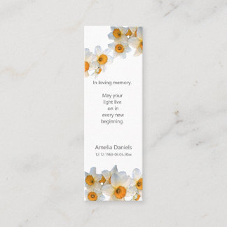 Daffodil Funeral Mini Bookmark Keepsake Card Visitenkarte