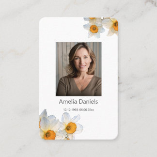 Daffodil Funeral Prayer Card Visitenkarte