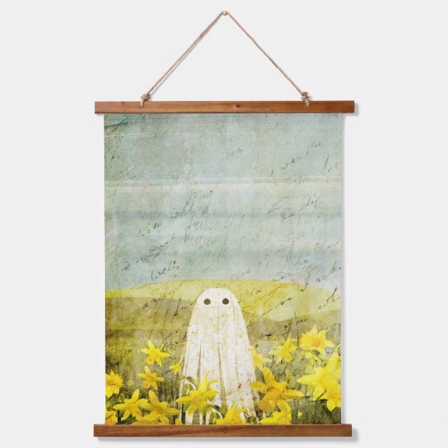 Daffodil Ghost Wandteppich Mit Holzrahmen (Vorderseite)