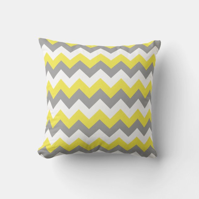 Daffodil Gray and White Zigzag 2 Kissen (Vorderseite)