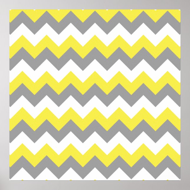 Daffodil Gray and White Zigzag 2 Poster (Vorne)