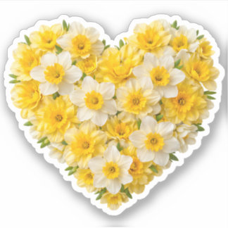 Daffodil Heart March Birth Flower Aufkleber