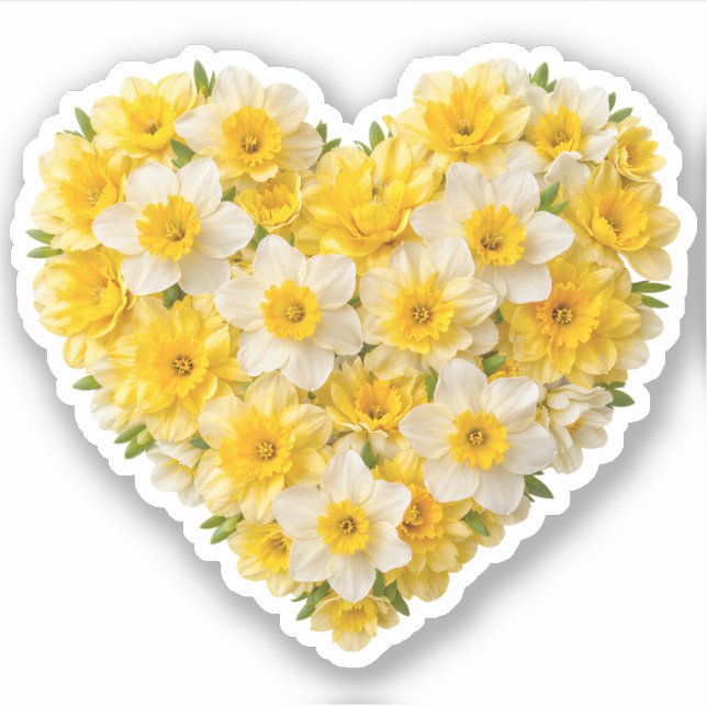 Daffodil Heart March Birth Flower Aufkleber (Vorderseite)