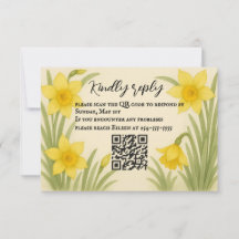 Daffodil Kiss QR Code RSVP Card
