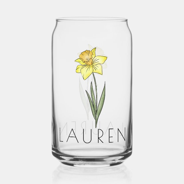 DAFFODIL März Birth Blume Individuelle Name Dosenglas (Vorderseite)