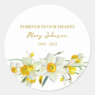 Daffodil Memorial Funeral Classic-Rundumaufkleber Runder Aufkleber