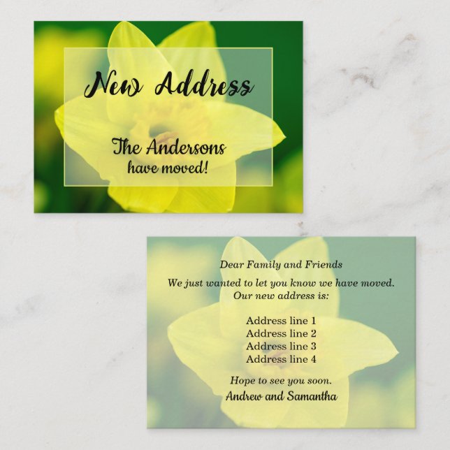 Daffodil New Address Announcement Mitteilungskarte (Vorne/Hinten)