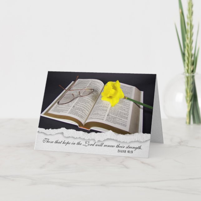 Daffodil on Bible Sympathy Card Karte (Vorderseite)