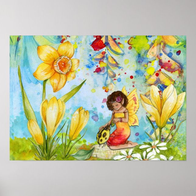 Daffodil Pixie Watercolor Poster (Vorne)