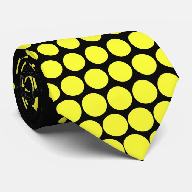 Daffodil Techno Dots Modern Black Krawatte (Gerollt)