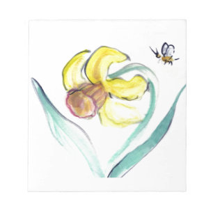 Daffodil und Buzzin Bee, Sumi-e Notizblock