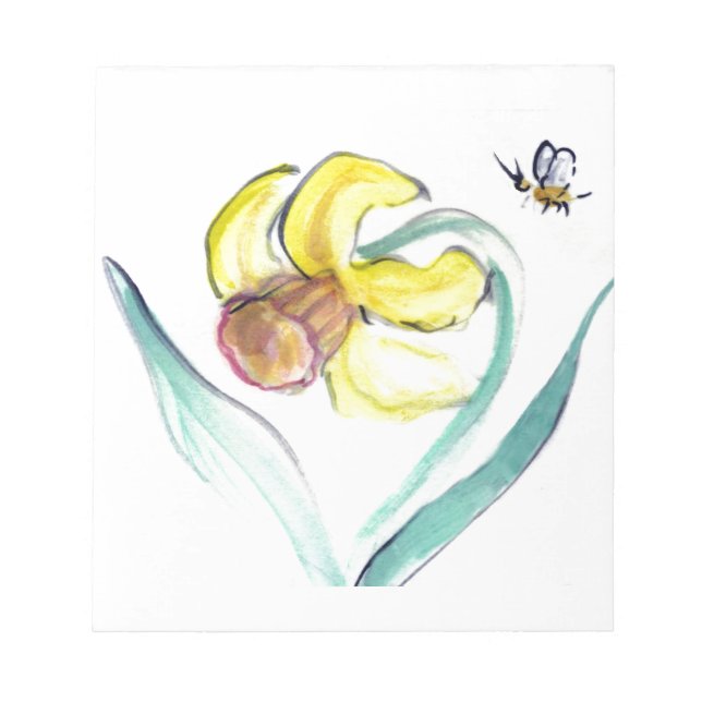 Daffodil und Buzzin Bee, Sumi-e Notizblock (Vorderseite)