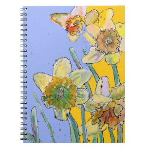 Daffodil Watercolor Journal Floral Notebook Notizblock