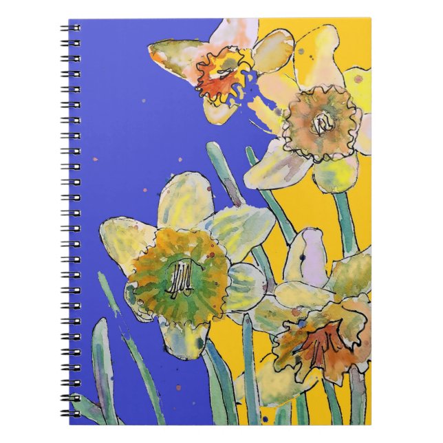 Daffodil Watercolor Journal Floral Notebook Notizblock (Vorderseite)