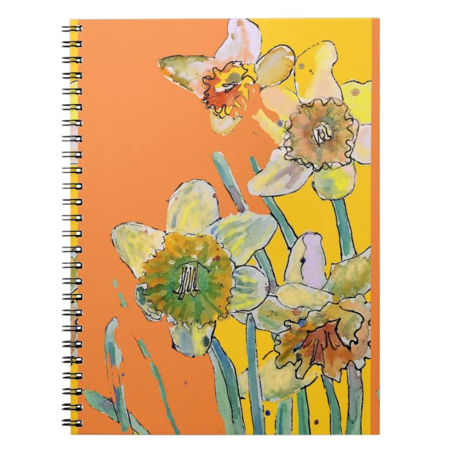 Daffodil Watercolor Orange Journal Floral Notebook Notizblock (Vorderseite)