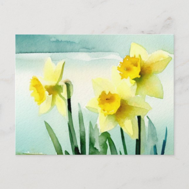 Daffodil Watercolor Postkarte (Vorderseite)